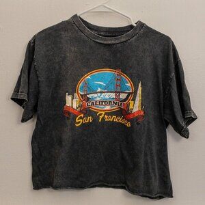 Vintage San Francisco Acid Wash Crop Tee – Golden Gate Bridge Graphic